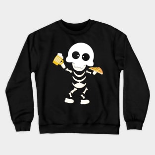 Funny Skeleton Pizza Beer Halloween Costume Crewneck Sweatshirt